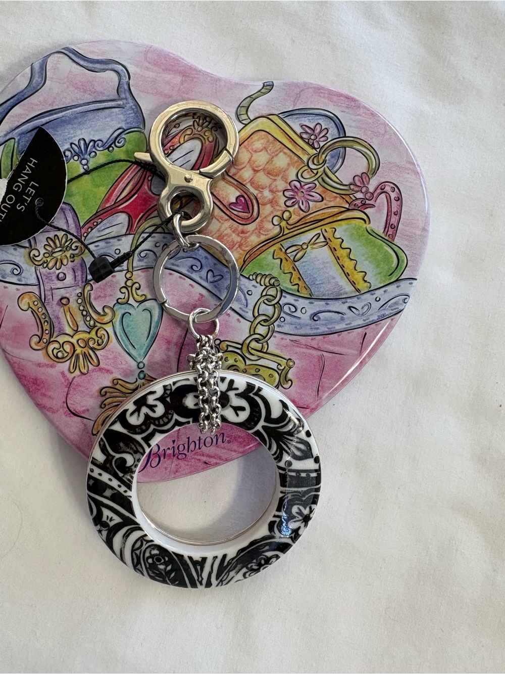 Brighton Black & White Patterned Key Ring